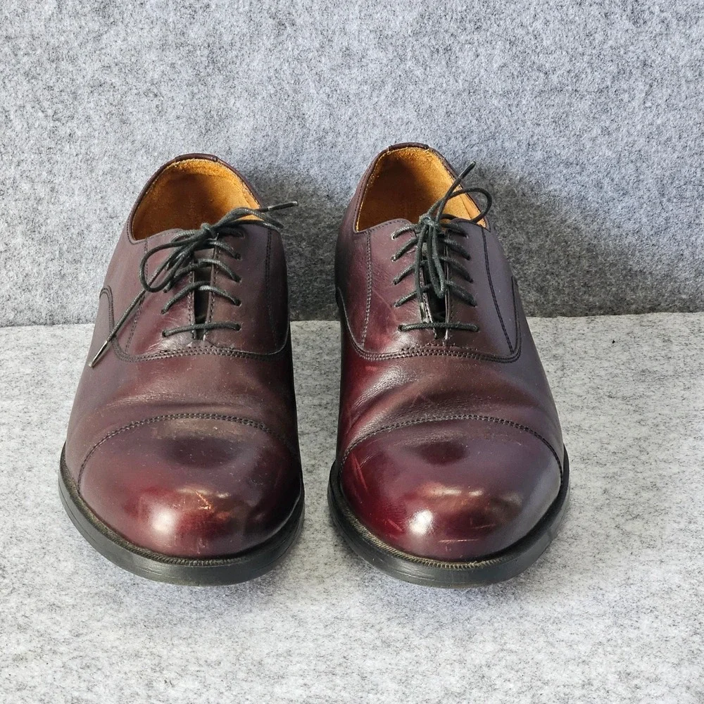 Florsheim Comfortech Mens Burgundy Leather Cap Toe Oxford Dress Shoes